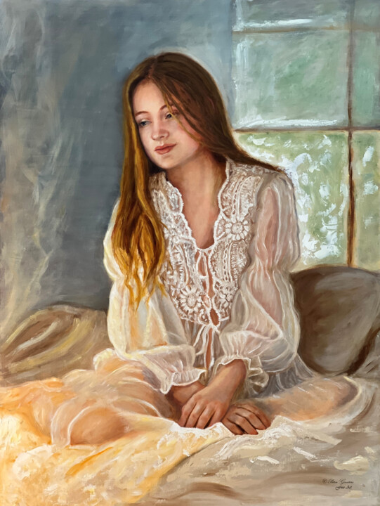Painting titled "The way light is ..." by Petra Gruiters, Original Artwork, Oil