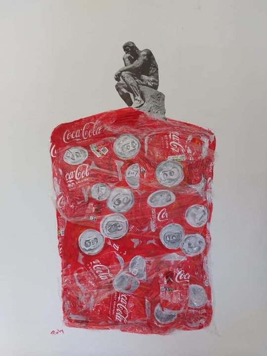 Painting titled "Compression" by Ruby, Original Artwork, Acrylic Mounted on Wood Stretcher frame