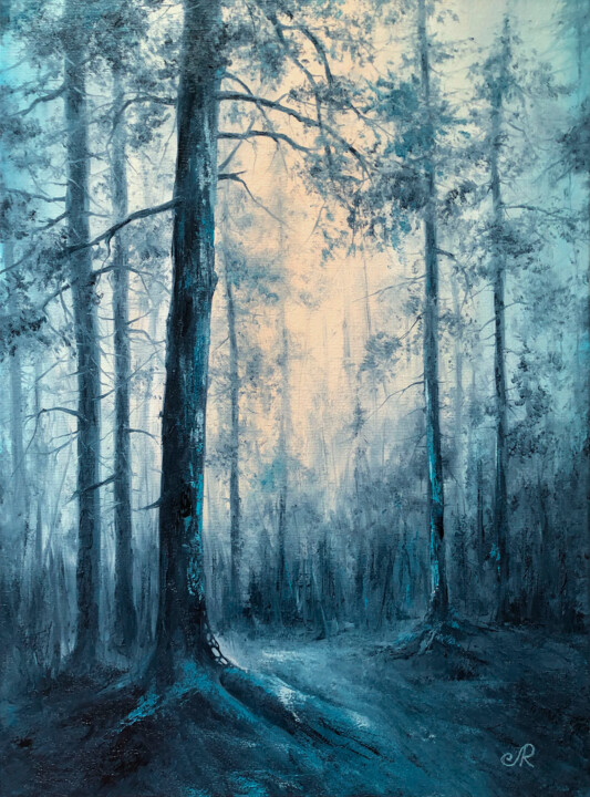 Mystical Forest Oil Painting Forêt 미술작품, 15.8x11.8 in