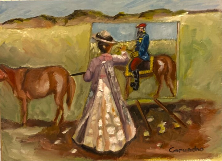 Malerei mit dem Titel "Retrato de Carlos V…" von Mónica Caruncho Fontela, Original-Kunstwerk, Öl