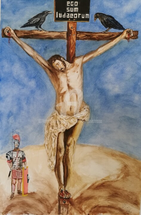 Peinture intitulée ""Ego sum ludaeorum"" par Jean-Pierre Missistrano, Œuvre d'art originale, Aquarelle