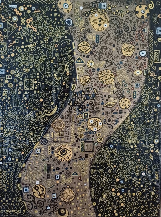 HOMMAGE A GUSTAV KLIMT 绘画, 11.8x9.5 in