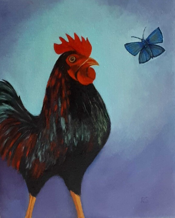 de Haan (uit de serie vogeltjes kiek"n) 绘画, 11.8x9.5 in
