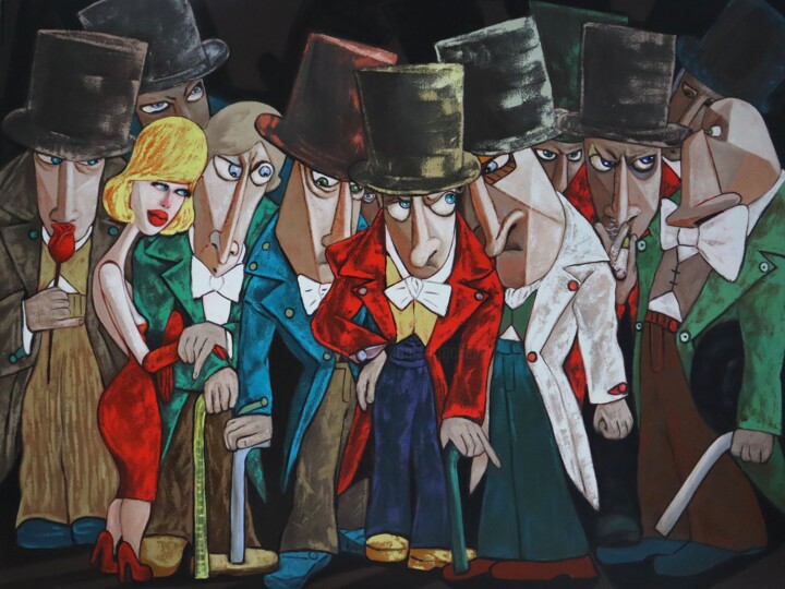 "Ten Angry men" başlıklı Tablo Ta Byrne tarafından, Orijinal sanat, Petrol