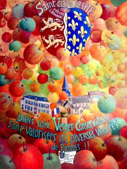 Présente pommes Verger-Conservatoire le blason St Clair... Картина, 45,7x35 in