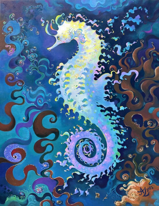 Sea Horse 绘画, 18x14 in