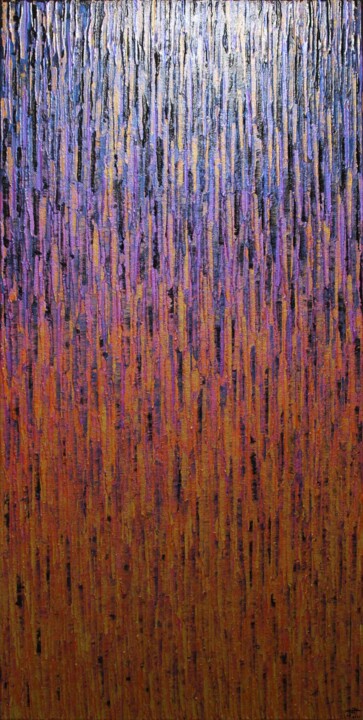 Matrice or rose orange grise iridescente. 绘画, 31.5x15.8 in