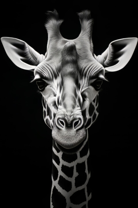 Black and White Giraffe 数字艺术