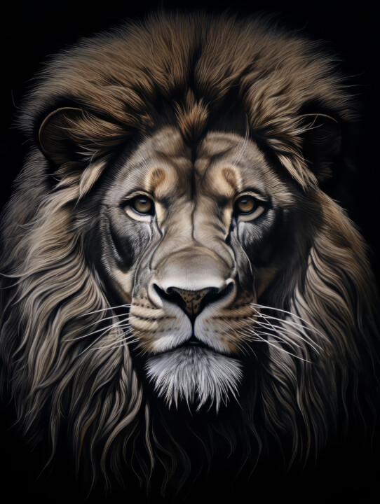 Black and White Lion 3 数字艺术