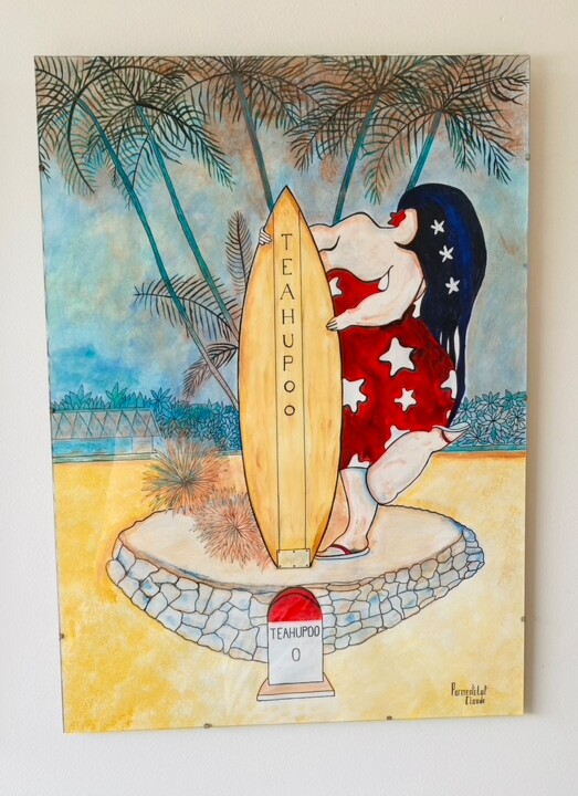 Peinture intitulée "souvenir de Teahupo…" par Claude Parmentelat, Œuvre d'art originale, Acrylique