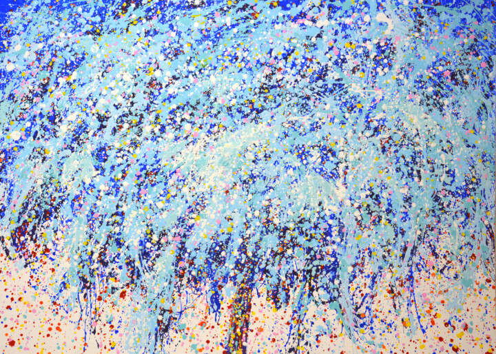 Blue tree 2 . Painting, 35.4x51.2 in