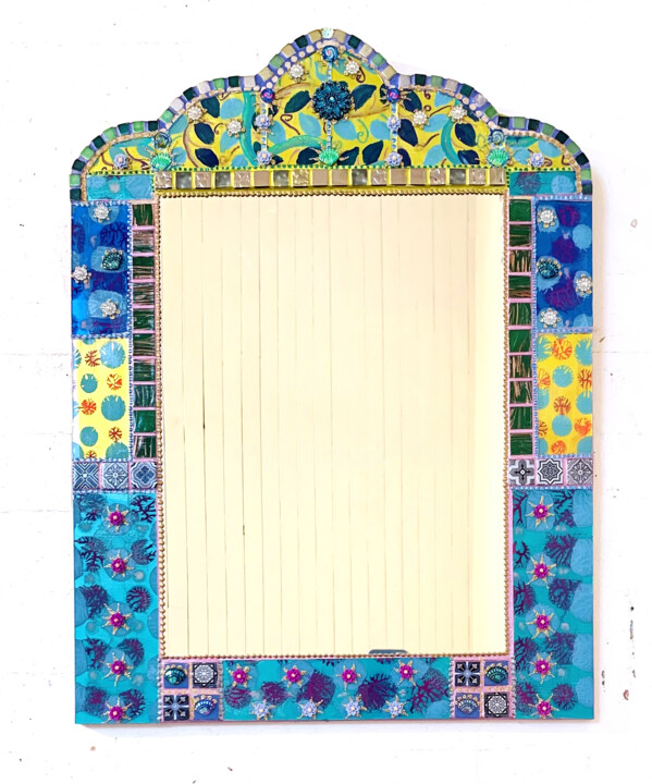 miroir mosaïque "Asie verte" verre peint 设计, 23.6x17.7 in