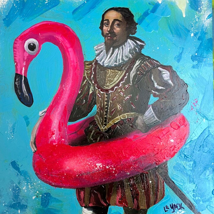 Peinture intitulée "Vélasquez Flamingos…" par Le Yack, Œuvre d'art originale, Acrylique