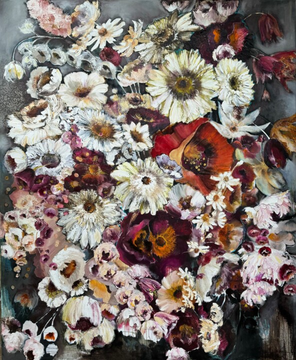 LIVING IN FLORAL DREAMS 绘画, 66.9x55.1 in