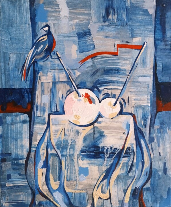 Blue bird 绘画, 15.8x11.8 in
