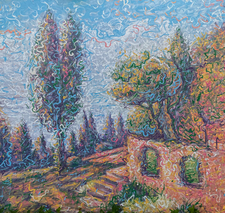 OIL LANDSCAPE.PRINCE ISLAND.ABSTRACT TECHNIQUIE Pittura, 39,4x39,4 in