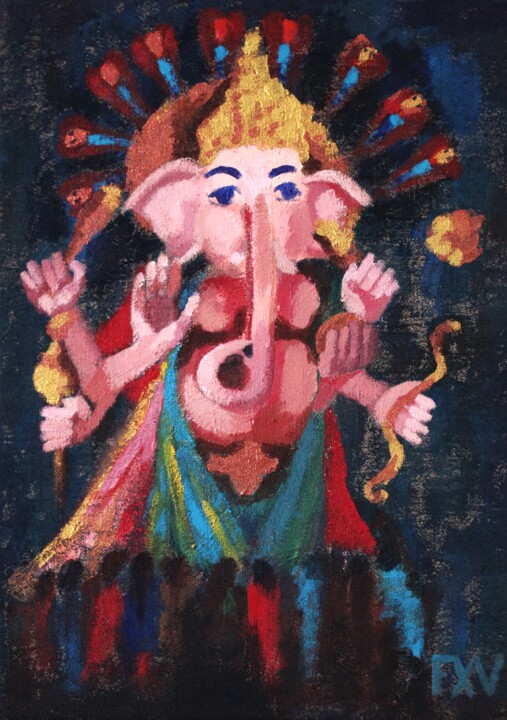 Lord Ganesh 미술작품, 27.6x19.7 in