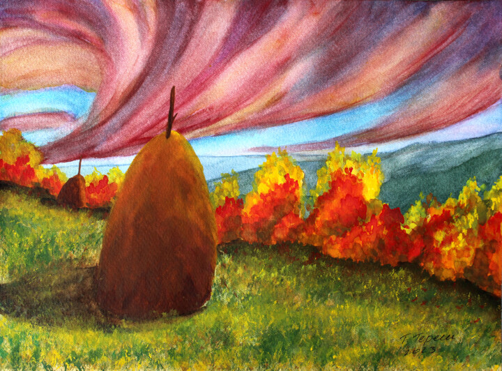 "Colors of Autumn" 绘画, 9.1x12.2 in
