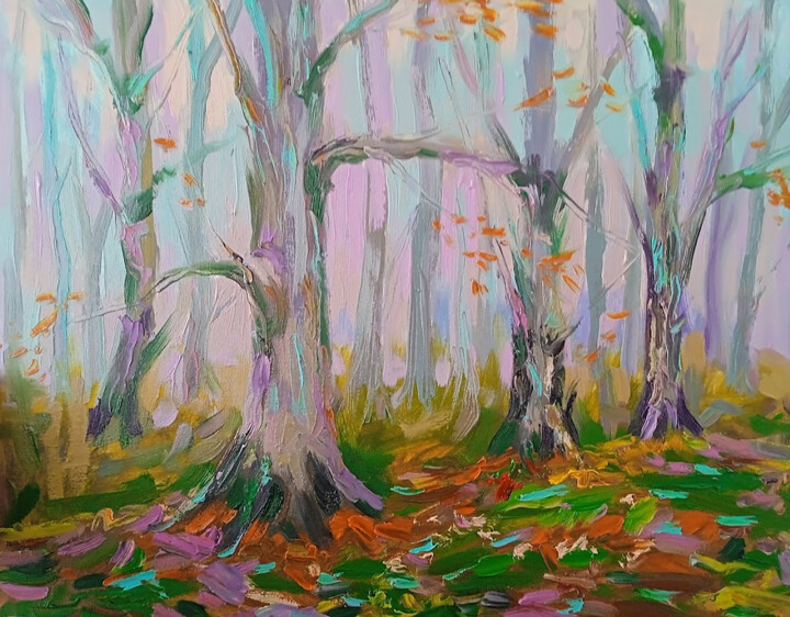 Painting titled "Magical forest" by Oleksandr Bohomazov, Original Artwork, Oil