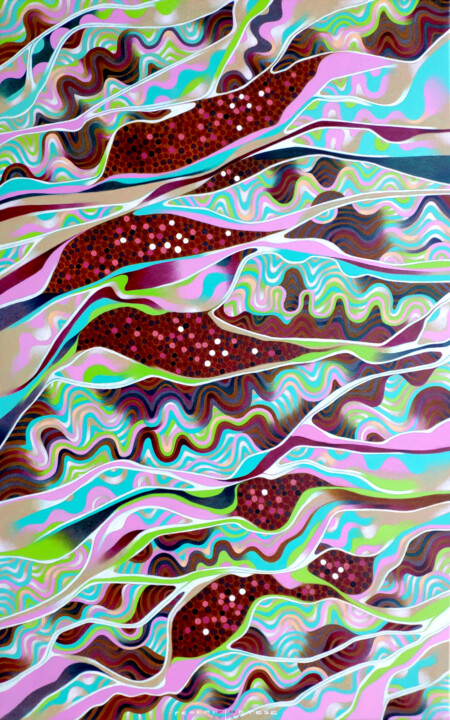 Painting titled "Stratification" by Federico Cortese, Original Artwork, Oil Mounted on Wood Stretcher frame