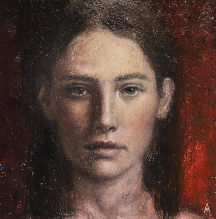 Girl with shining eyes 绘画, 23.6x23.6 in