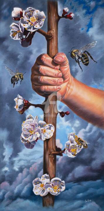 Painting titled "The Budding Rod" by Ilse Kleyn Jordaan, Original Artwork, Oil