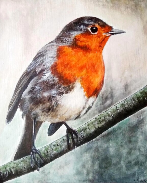 Rouge gorge #3 绘画, 11.8x9.8 in
