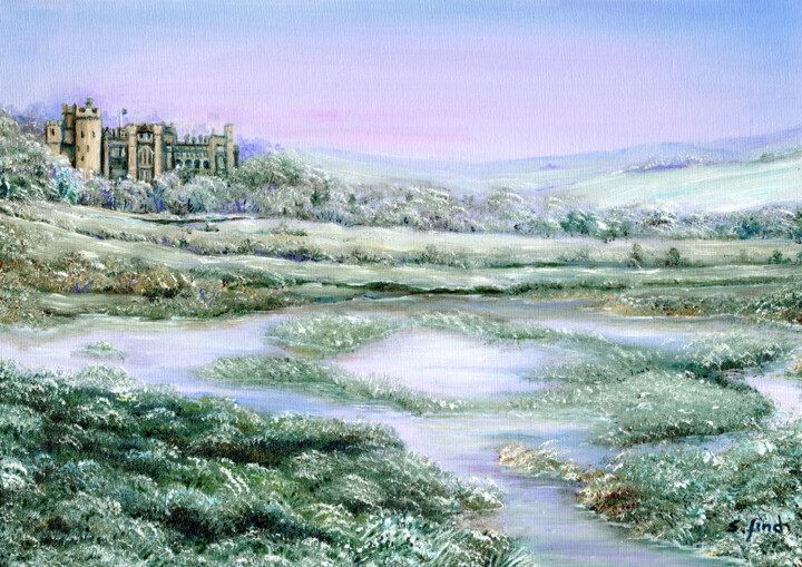 Schilderij getiteld "Arundel Castle at f…" door Sonia Finch, Origineel Kunstwerk, Olie Gemonteerd op Frame voor houten branc…