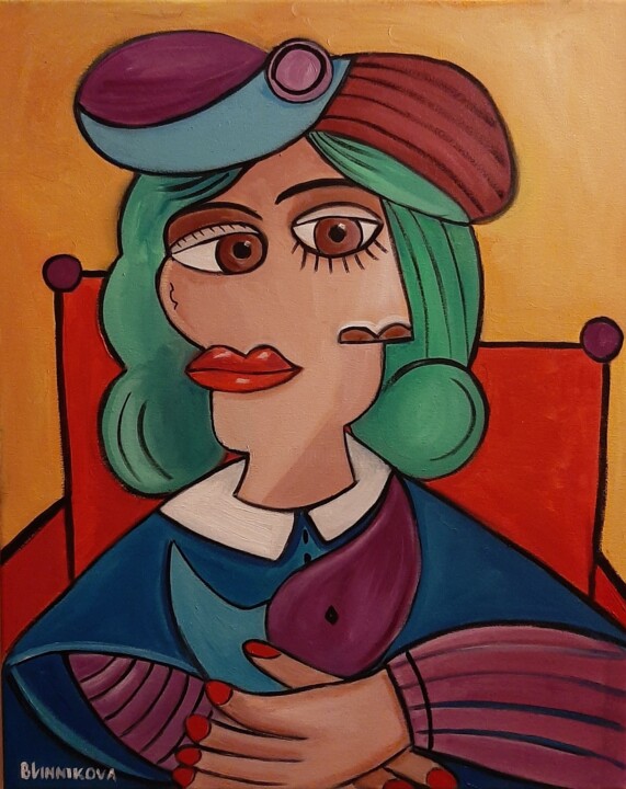 Mulher sentada 绘画, 19.7x15.8 in