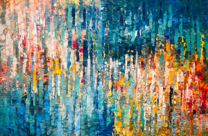 Peinture intitulée "Reflets d'or" par Dam Domido, Œuvre d'art originale, Acrylique