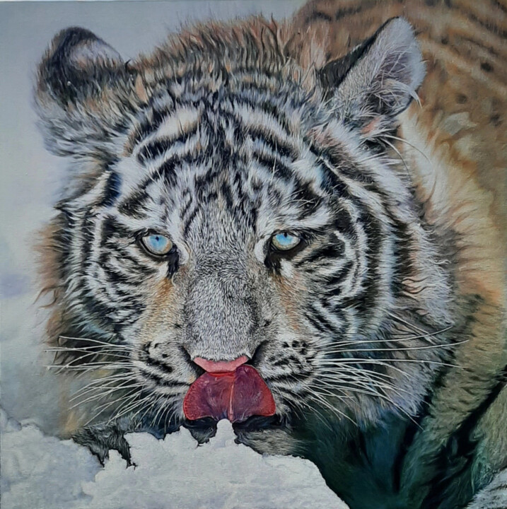 Тигр в снегу 绘画, 39.4x39.4 in