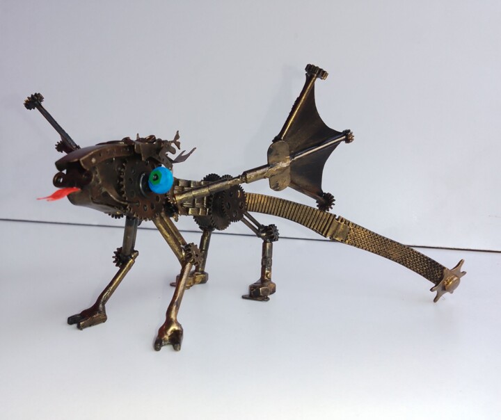 Dragon steampunk 雕塑, 3.9x7.9 in