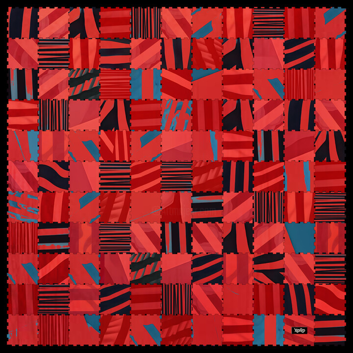 MultiSquare Red Squares 01 数字艺术, 39.4x39.4 in
