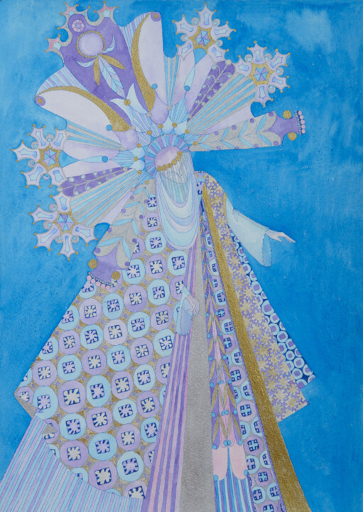 Painting titled "IceMaiden" by Elaria, Original Artwork, Ink