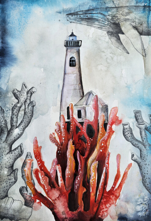 Ocean Life 绘画, 16.5x11.7 in