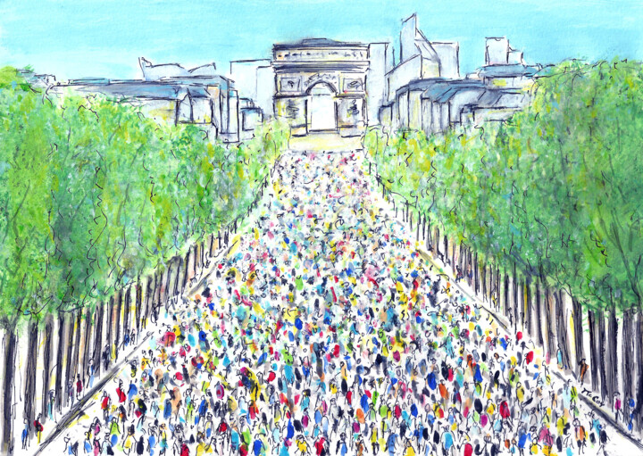 Paris Marathon 图画, 8.3x11.8 in