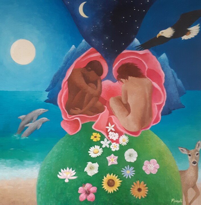 Peinture intitulée "Alchimie" par Magali Augris, Œuvre d'art originale, Acrylique Monté sur Châssis en bois