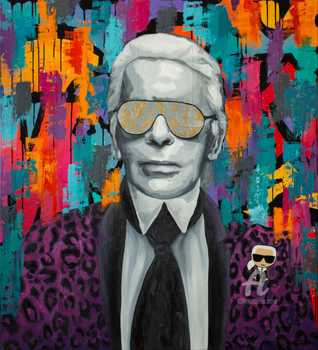 Painting titled "Just KARL" by Monika Mrowiec, Original Artwork, Oil