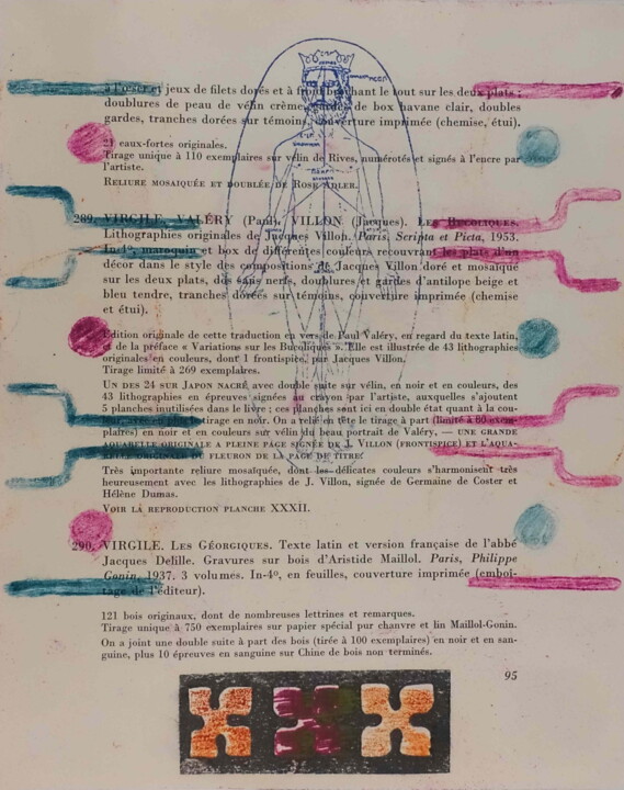 Printmaking titled "Bibliothèque d'un a…" by Xavier Debeerst, Original Artwork, Monotype