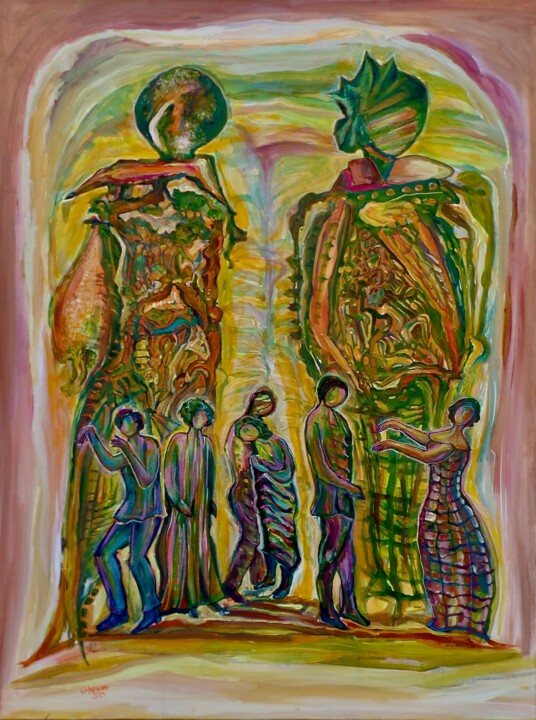 bedrohen oder beschützen? 绘画, 47.2x35.4 in