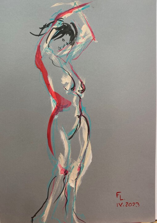 DESSIN ACRYLIQUE ET CRAIE ENCADRE 12 绘画, 15.8x11.8 in