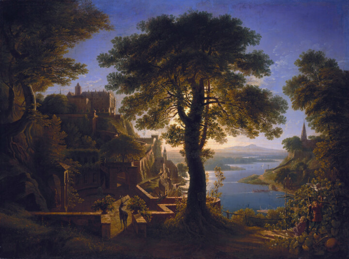 Château au bord de la rivière Peinture, 27,6x37 in