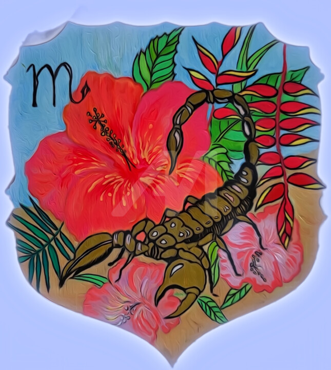 Constellation du Scorpion 绘画, 4.7x3.9 in