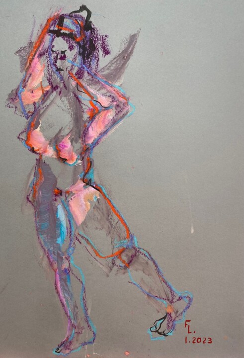 DESSIN ACRYLIQUE ET ENCRE ENCADRE 17 绘画, 15.8x11.8 in