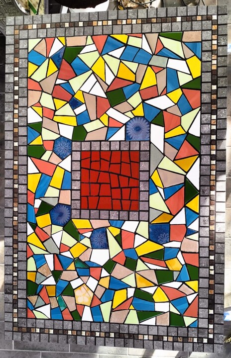 Tavolo mosaicato 80x120 cm (classico tavolo da 6 persone) 雕塑, 31.5x47.2 in