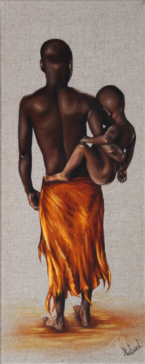 Dans les bras de papa 绘画, 19.7x7.9 in