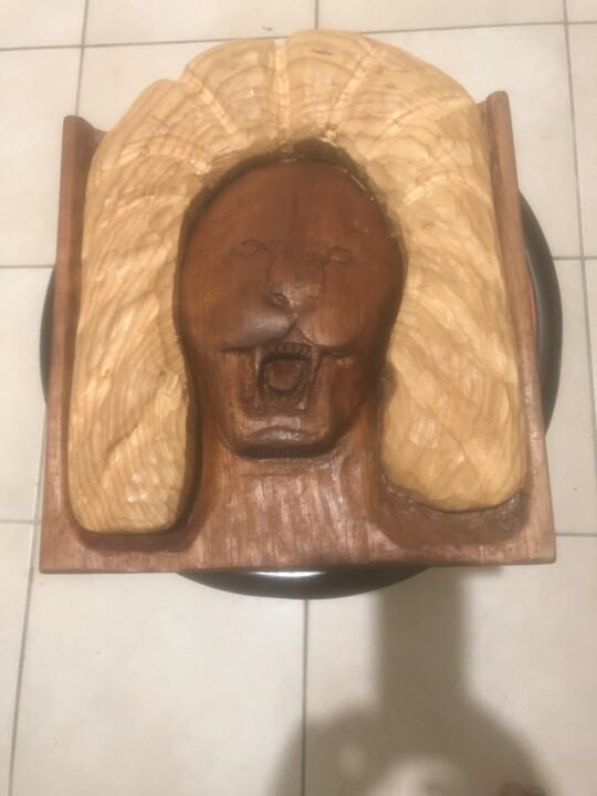 tête de lion 雕塑, 11x9.5 in