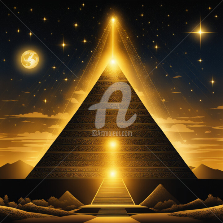 Arte digitale intitolato "Pyragold 8" da Artulus, Opera d'arte originale, Immagine generata dall'IA