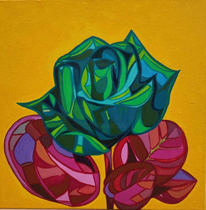 Green Rose 绘画, 23.6x23.6 in