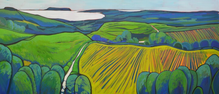Painting titled "Chalky Road" by Mark Harris, Original Artwork, Acrylic Mounted on Wood Stretcher frame
